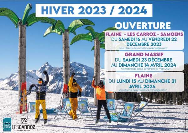 Grand Massif ski area opening dates 2023-2024, with panoramic view of Mont Blanc